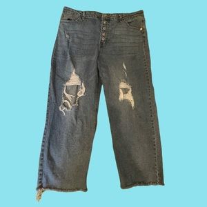 Distressed mom jeans